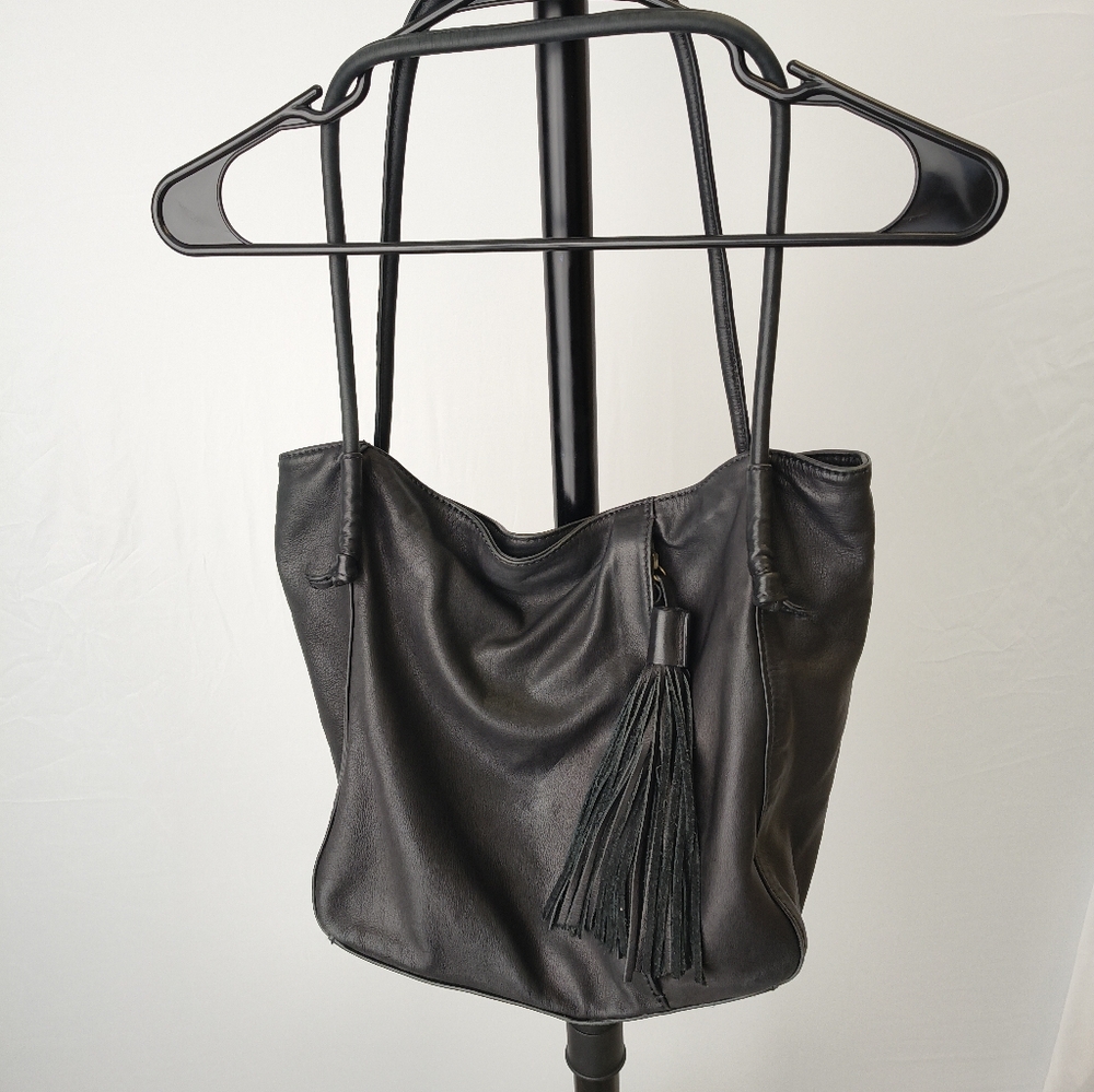 HOBO Black Genuine Leather Tote Bag - Picture 4 of 8